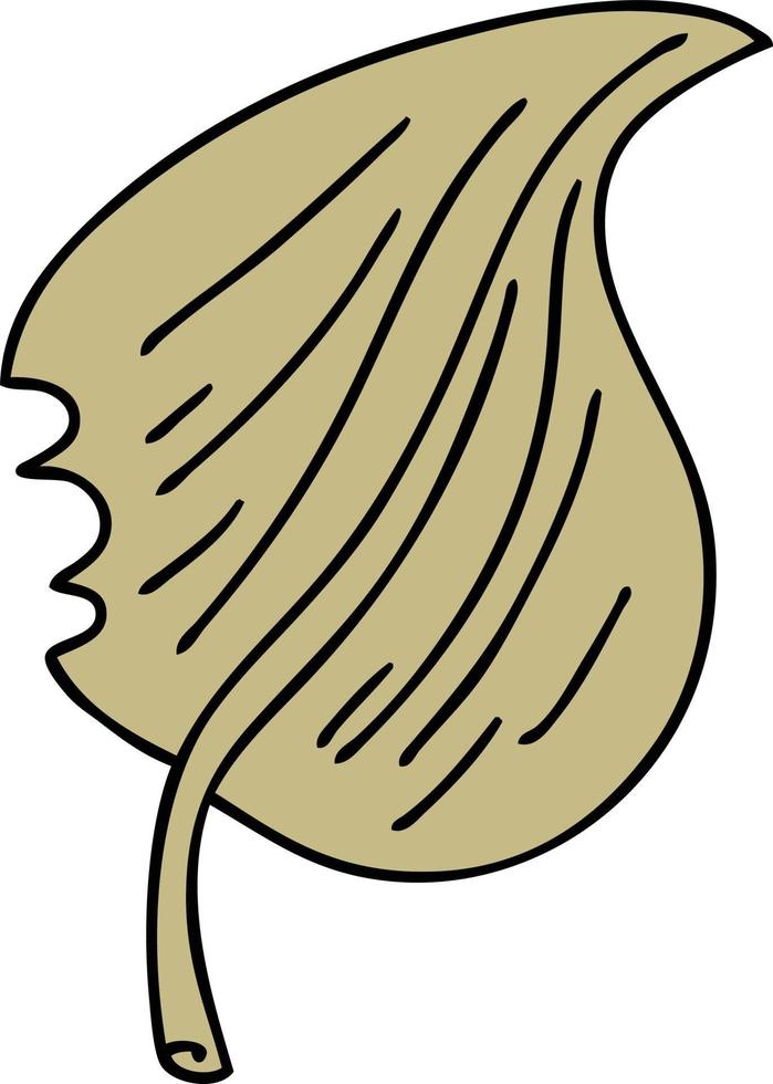 peculiar hoja masticada de dibujos animados dibujados a mano vector