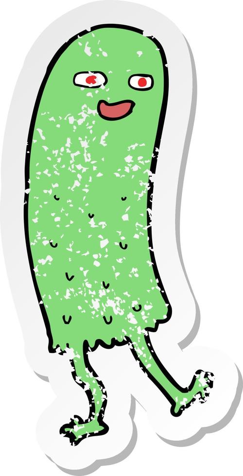 retro distressed sticker of a cartoon funny ghost vector