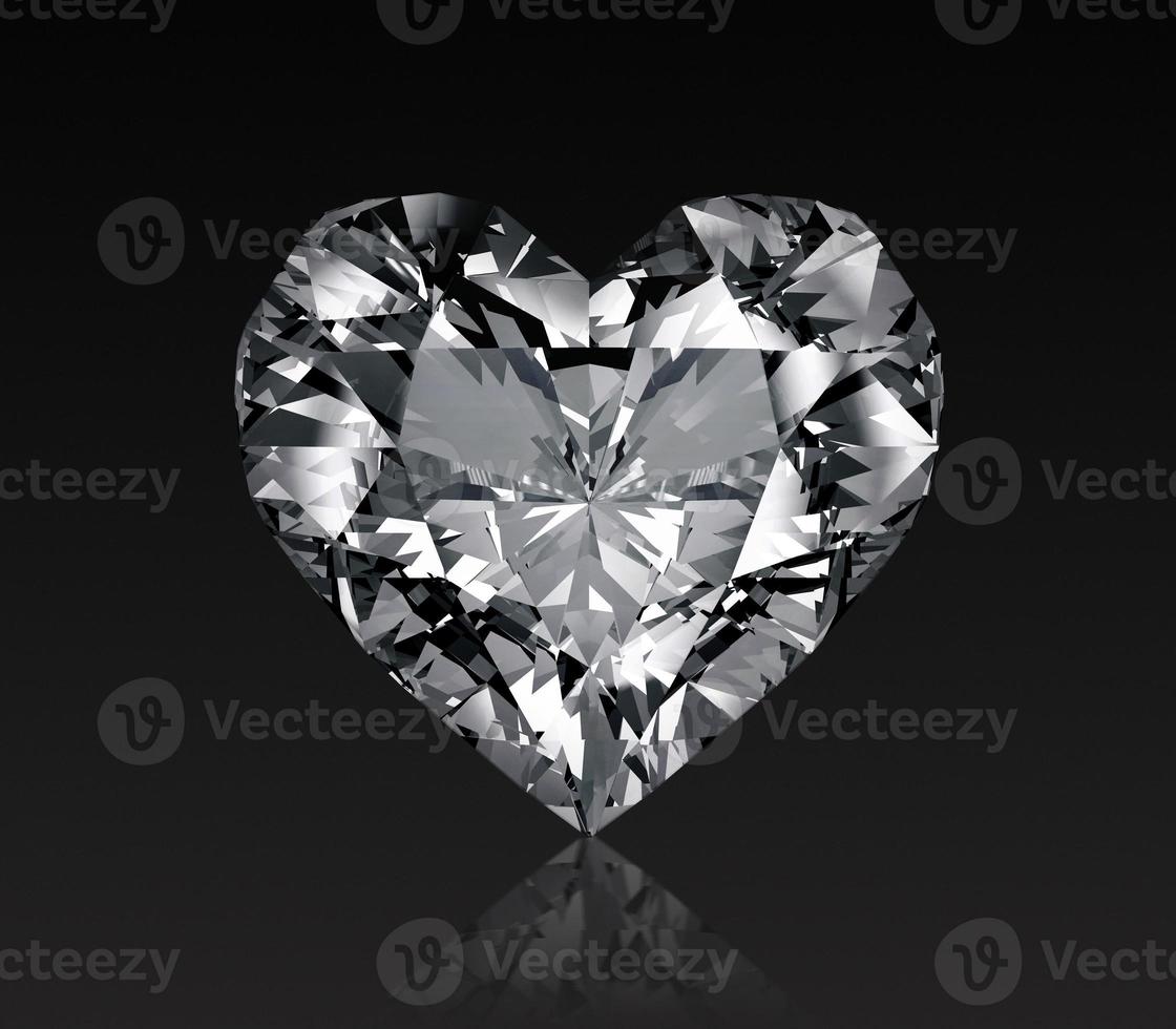 Heart shaped diamond, isolated on white background. 3D render photo