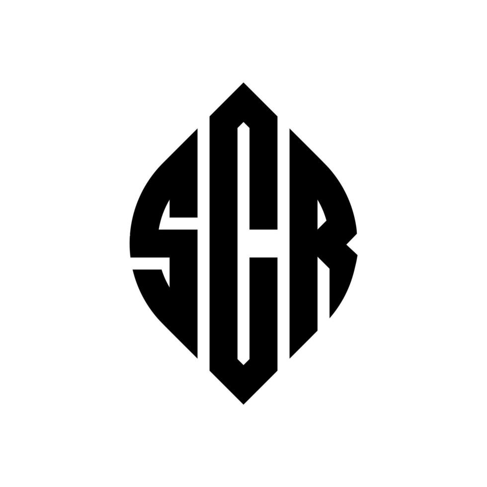 SCR circle letter logo design with circle and ellipse shape. SCR ellipse letters with typographic style. The three initials form a circle logo. SCR Circle Emblem Abstract Monogram Letter Mark Vector. vector