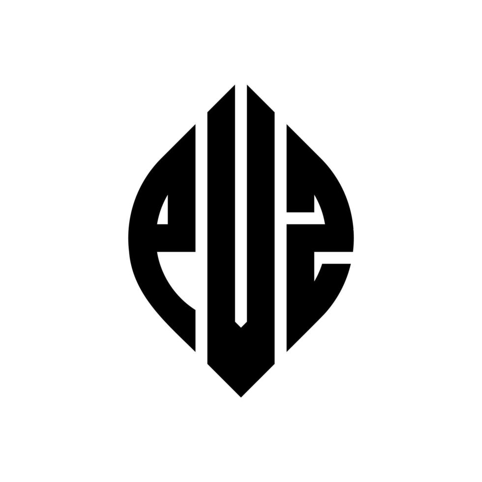 PVZ circle letter logo design with circle and ellipse shape. PVZ ellipse letters with typographic style. The three initials form a circle logo. PVZ Circle Emblem Abstract Monogram Letter Mark Vector. vector