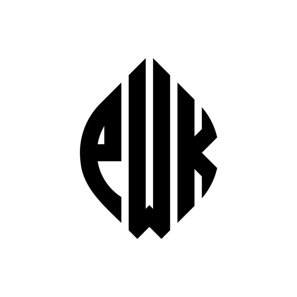 diseño de logotipo de letra de círculo pwk con forma de círculo y elipse. letras de elipse pwk con estilo tipográfico. las tres iniciales forman un logo circular. vector de marca de letra de monograma abstracto del emblema del círculo de pwk.