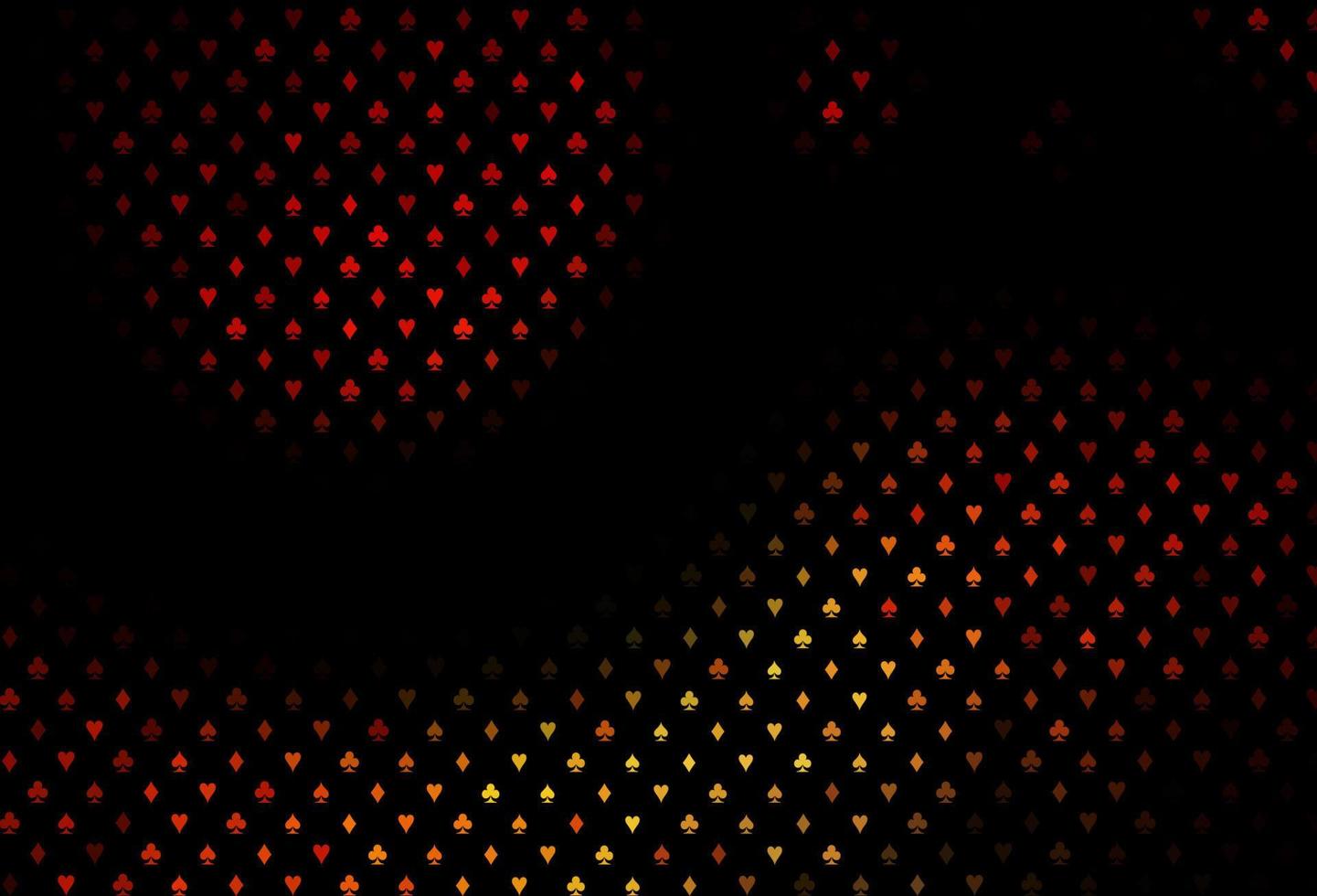 Dark red, yellow vector template with poker symbols.