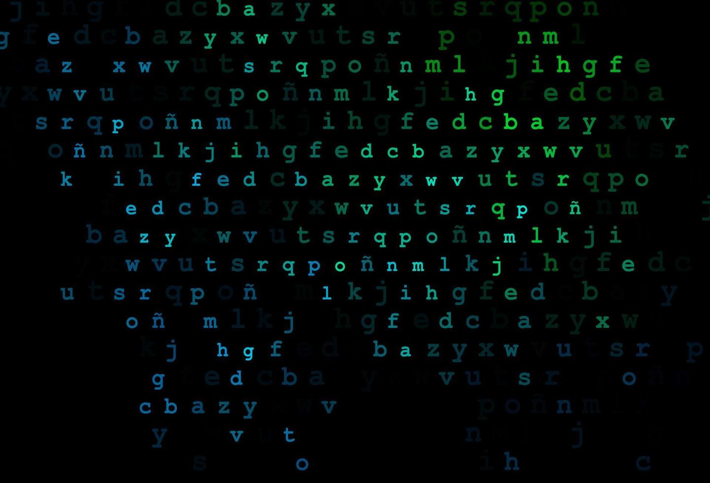 Dark blue, green vector cover with english symbols.