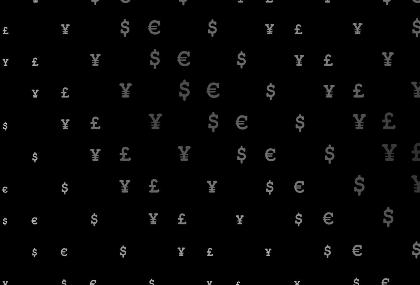 Dark silver, gray vector texture with financial symbols.