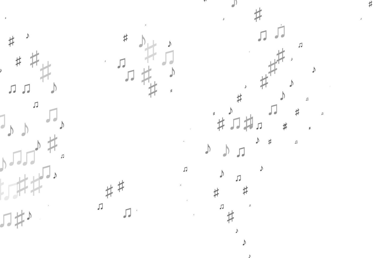 Fondo de vector gris plateado claro con notas musicales.