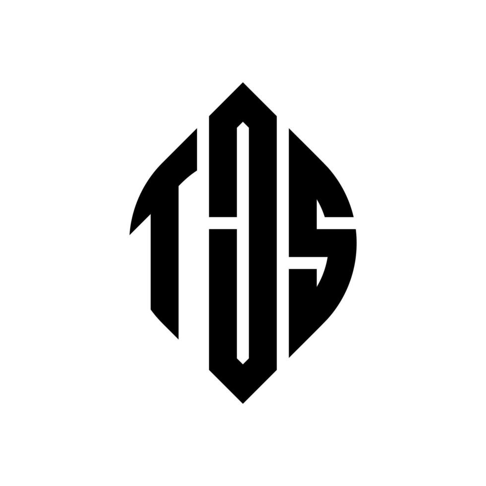 TJS circle letter logo design with circle and ellipse shape. TJS ellipse letters with typographic style. The three initials form a circle logo. TJS Circle Emblem Abstract Monogram Letter Mark Vector. vector