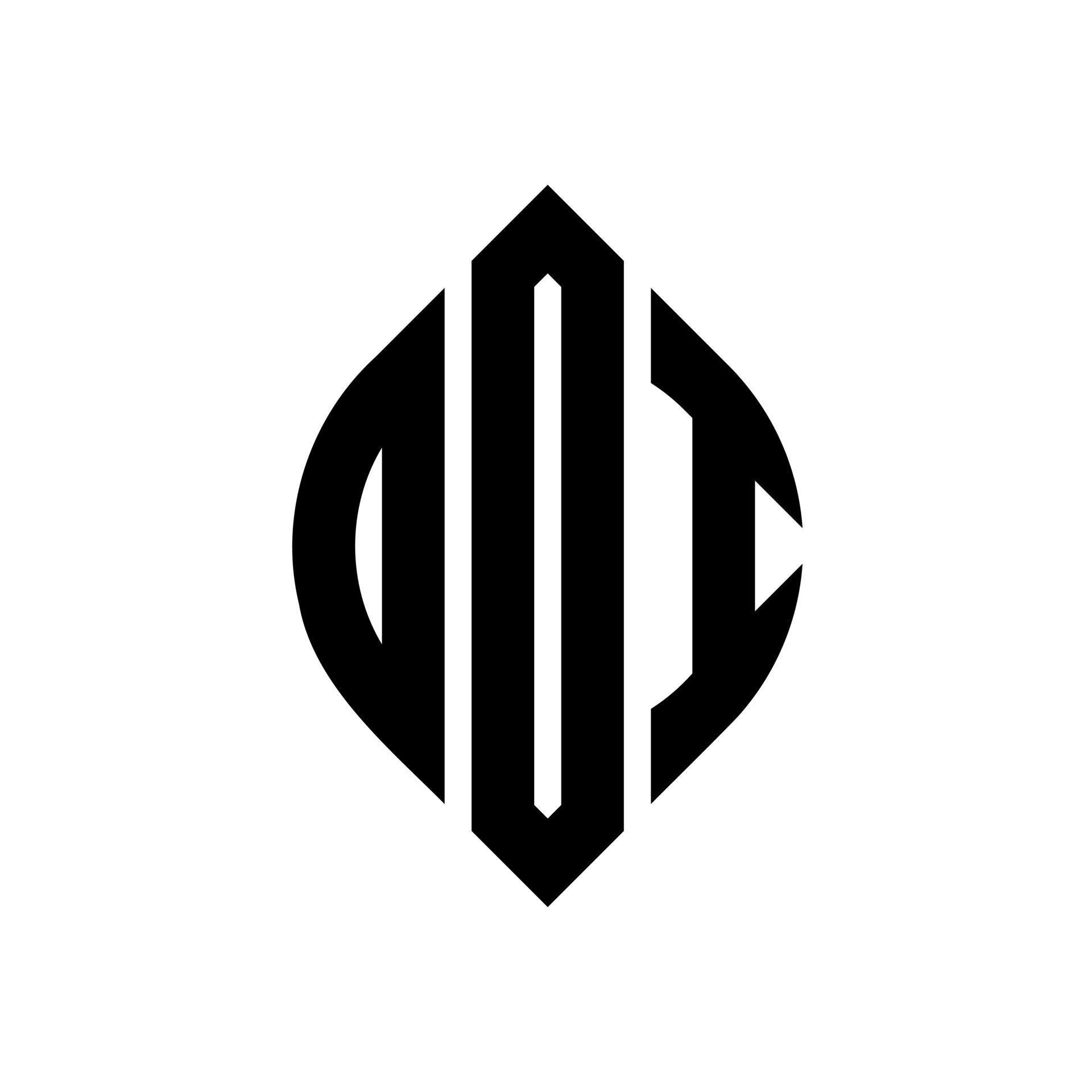 DOI circle letter logo design with circle and ellipse shape. DOI