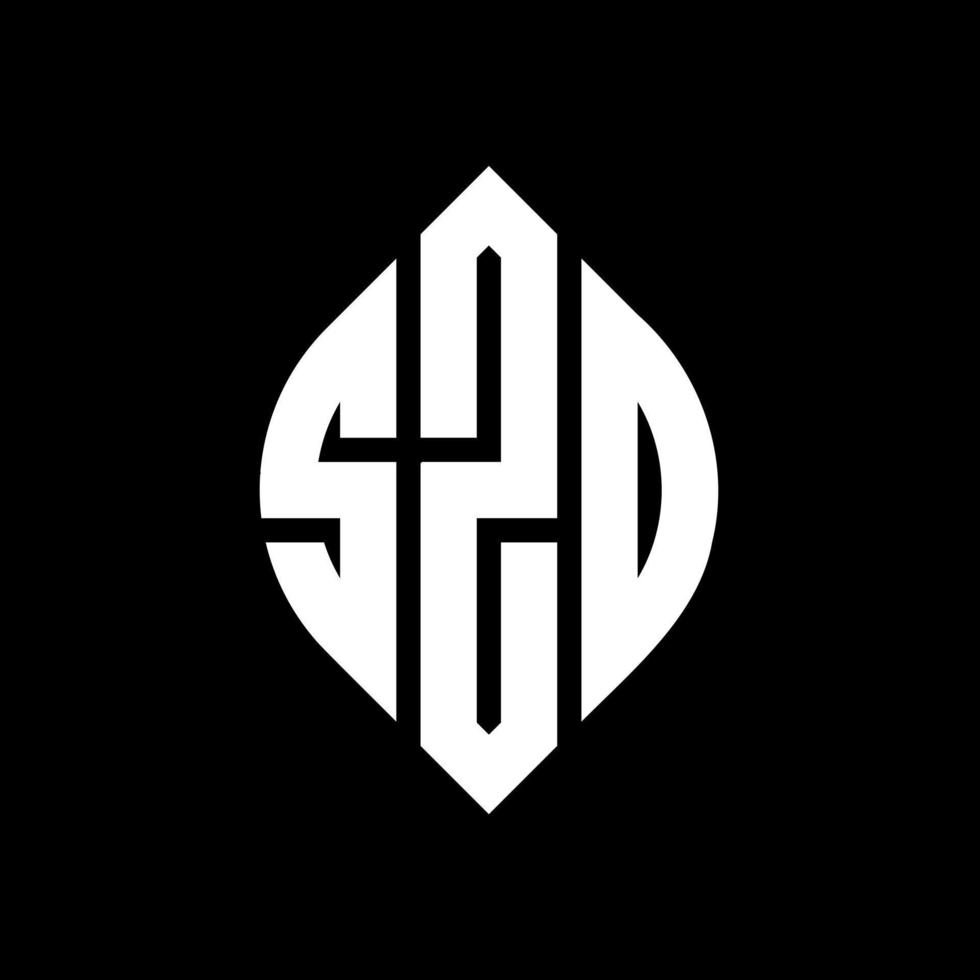 SZD circle letter logo design with circle and ellipse shape. SZD ellipse letters with typographic style. The three initials form a circle logo. SZD Circle Emblem Abstract Monogram Letter Mark Vector. vector