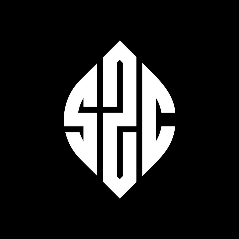 SZC circle letter logo design with circle and ellipse shape. SZC ellipse letters with typographic style. The three initials form a circle logo. SZC Circle Emblem Abstract Monogram Letter Mark Vector. vector