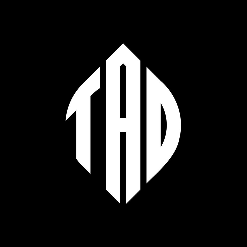 TAD circle letter logo design with circle and ellipse shape. TAD ellipse letters with typographic style. The three initials form a circle logo. TAD Circle Emblem Abstract Monogram Letter Mark Vector. vector