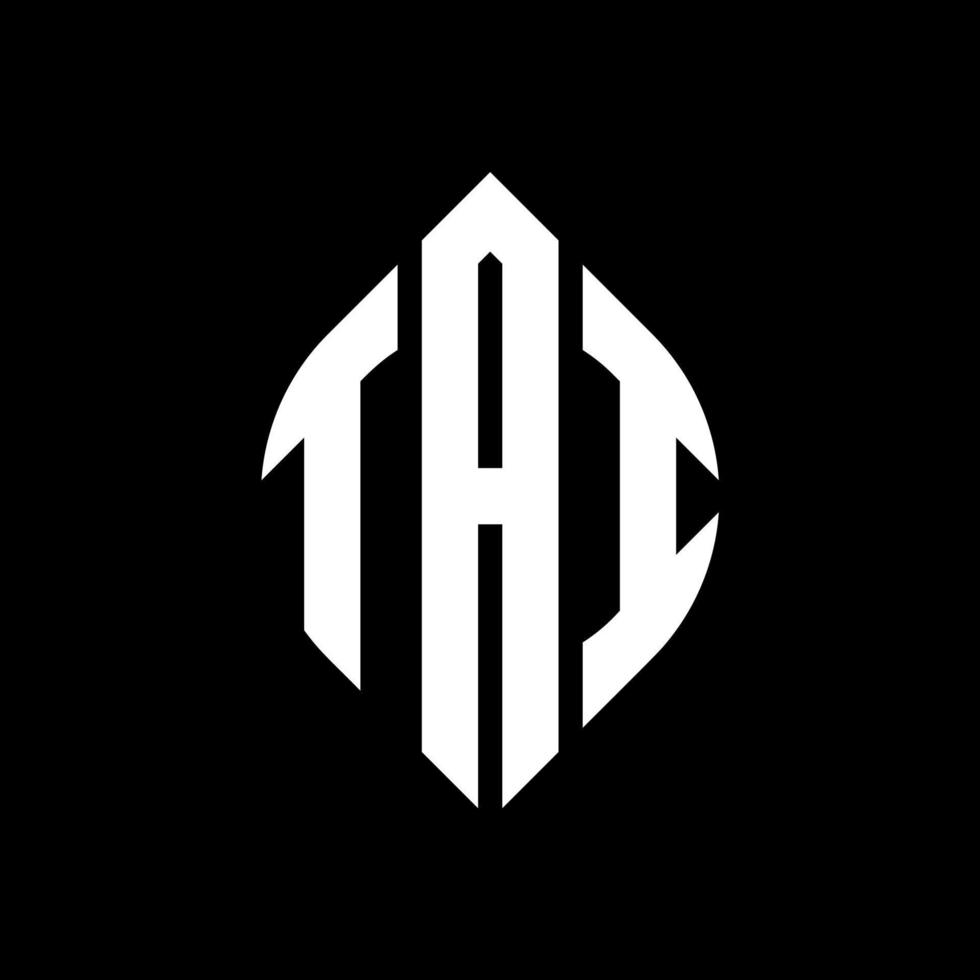TAI circle letter logo design with circle and ellipse shape. TAI ellipse letters with typographic style. The three initials form a circle logo. TAI Circle Emblem Abstract Monogram Letter Mark Vector. vector