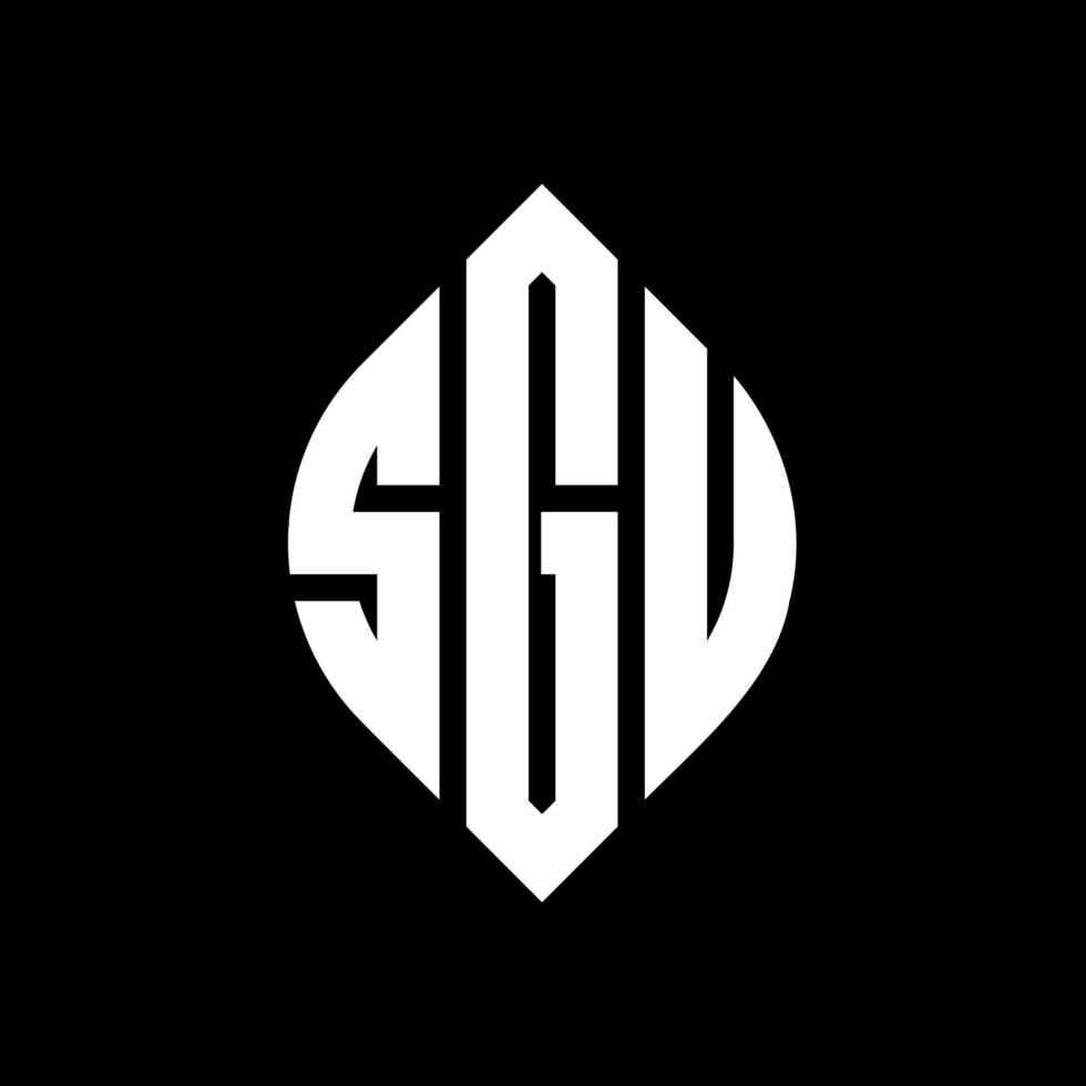 SGU circle letter logo design with circle and ellipse shape. SGU ellipse letters with typographic style. The three initials form a circle logo. SGU Circle Emblem Abstract Monogram Letter Mark Vector. vector