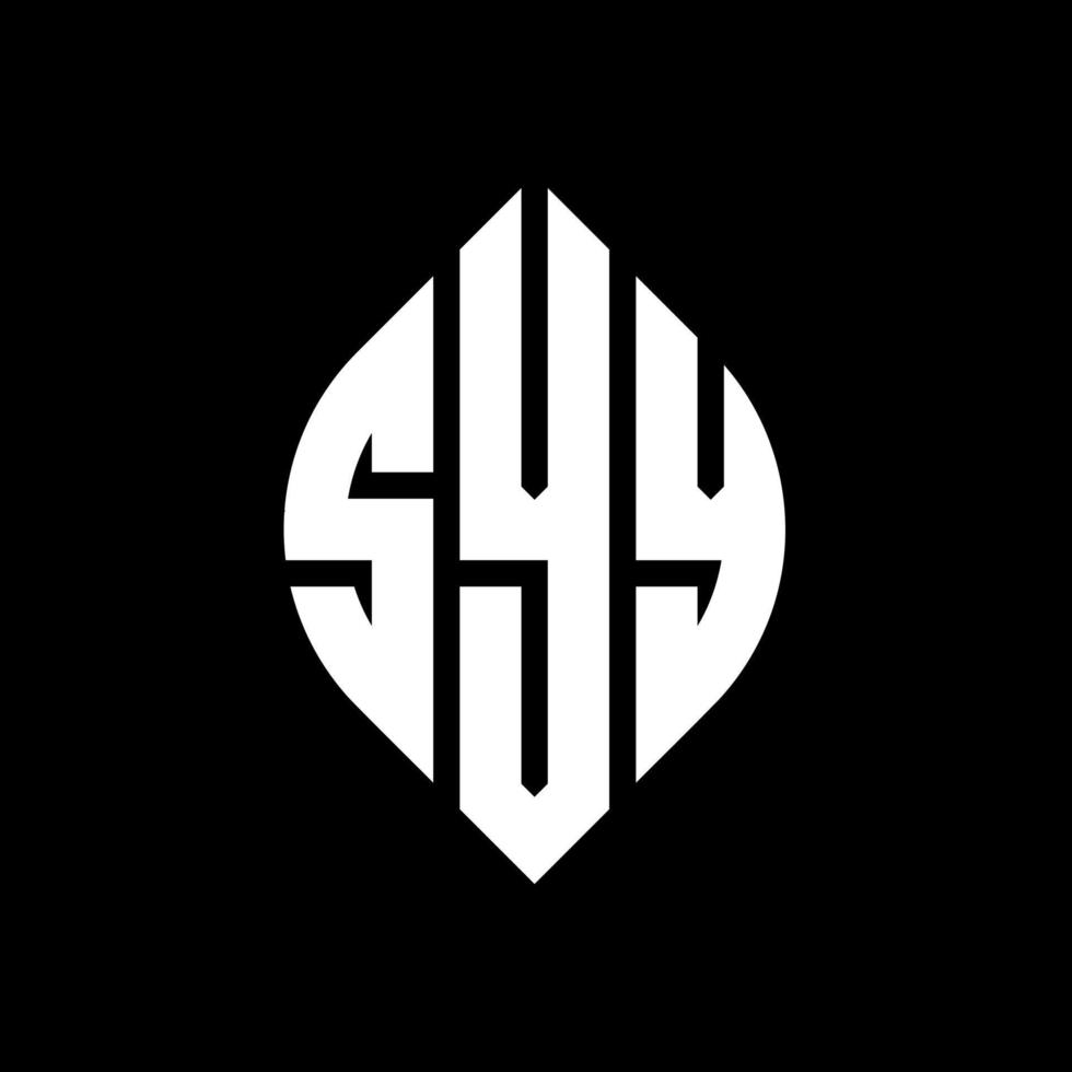 SYY circle letter logo design with circle and ellipse shape. SYY ellipse letters with typographic style. The three initials form a circle logo. SYY Circle Emblem Abstract Monogram Letter Mark Vector. vector