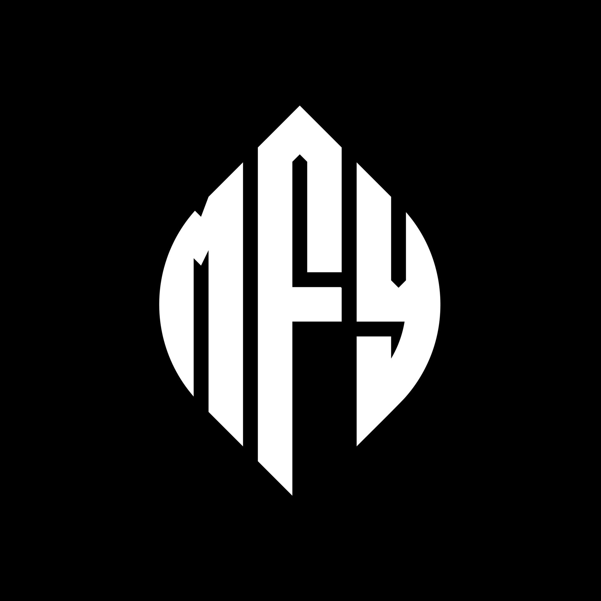 MFY circle letter logo design with circle and ellipse shape. MFY