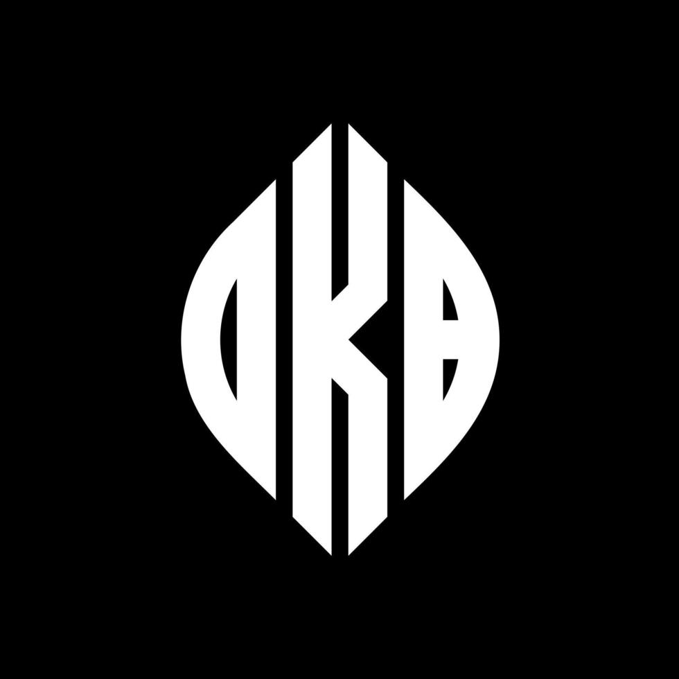 OKB circle letter logo design with circle and ellipse shape. OKB ellipse letters with typographic style. The three initials form a circle logo. OKB Circle Emblem Abstract Monogram Letter Mark Vector. vector
