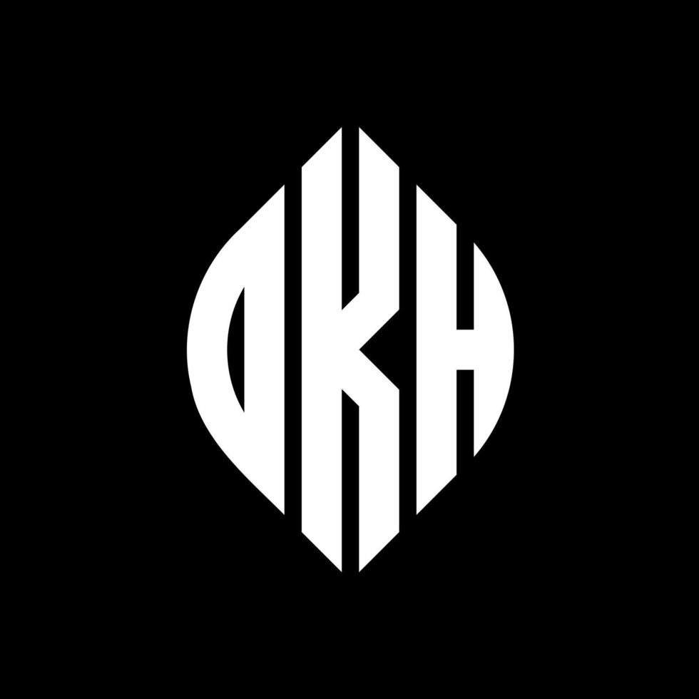 OKH circle letter logo design with circle and ellipse shape. OKH ellipse letters with typographic style. The three initials form a circle logo. OKH Circle Emblem Abstract Monogram Letter Mark Vector. vector