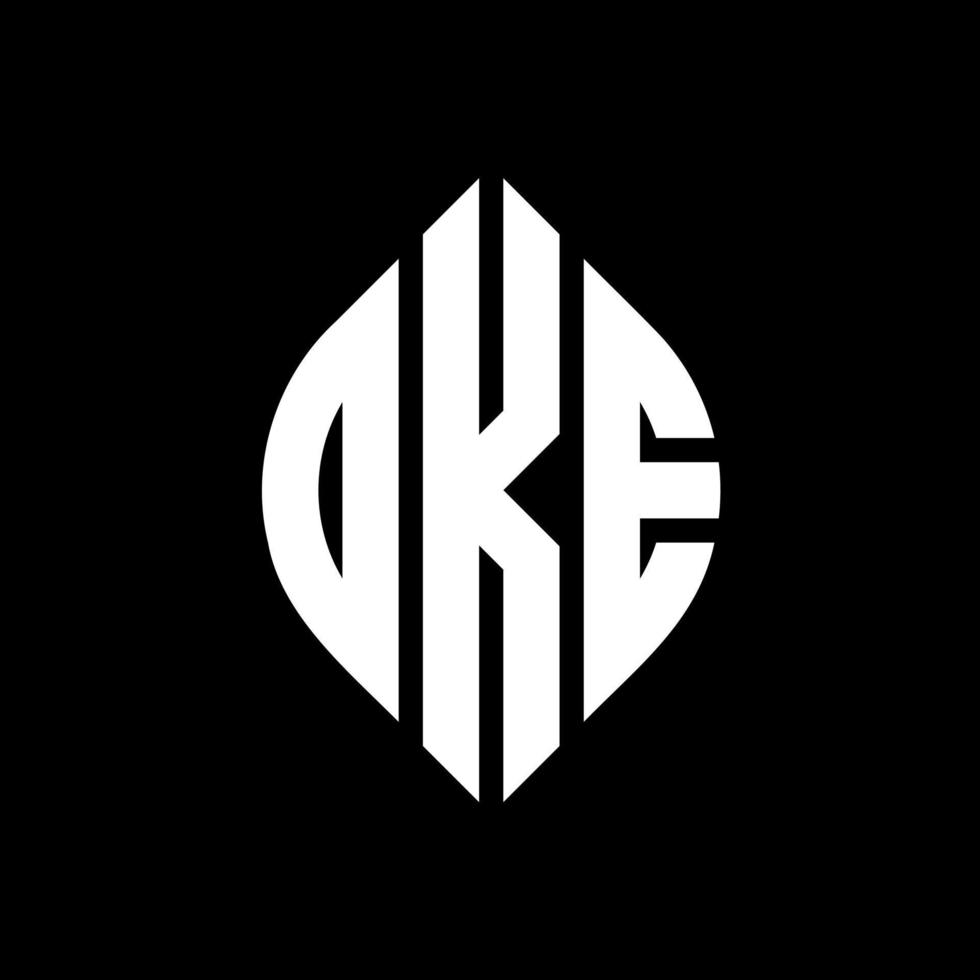 OKE circle letter logo design with circle and ellipse shape. OKE ellipse letters with typographic style. The three initials form a circle logo. OKE Circle Emblem Abstract Monogram Letter Mark Vector. vector