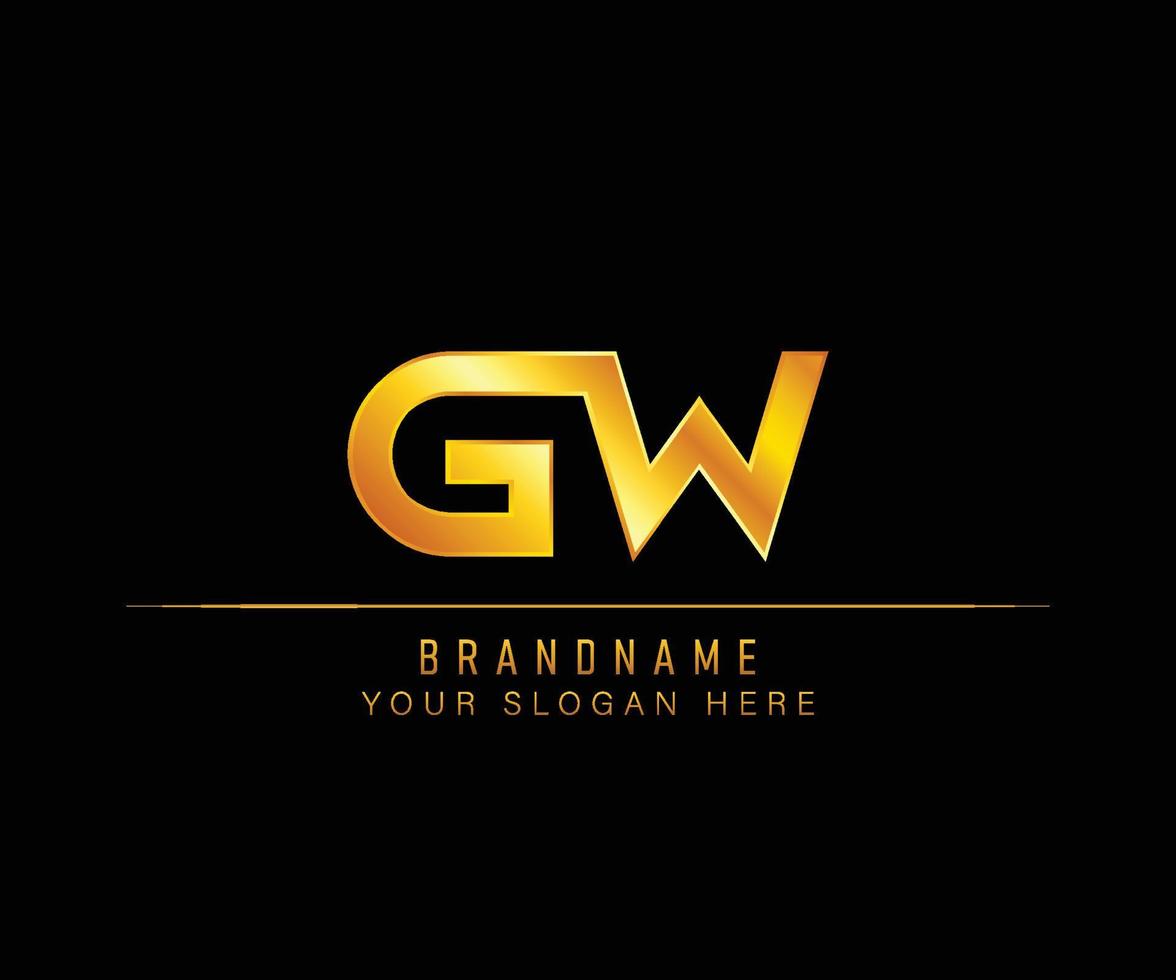 GW Letter gold logo template. Initial letter Luxury logo template. vector