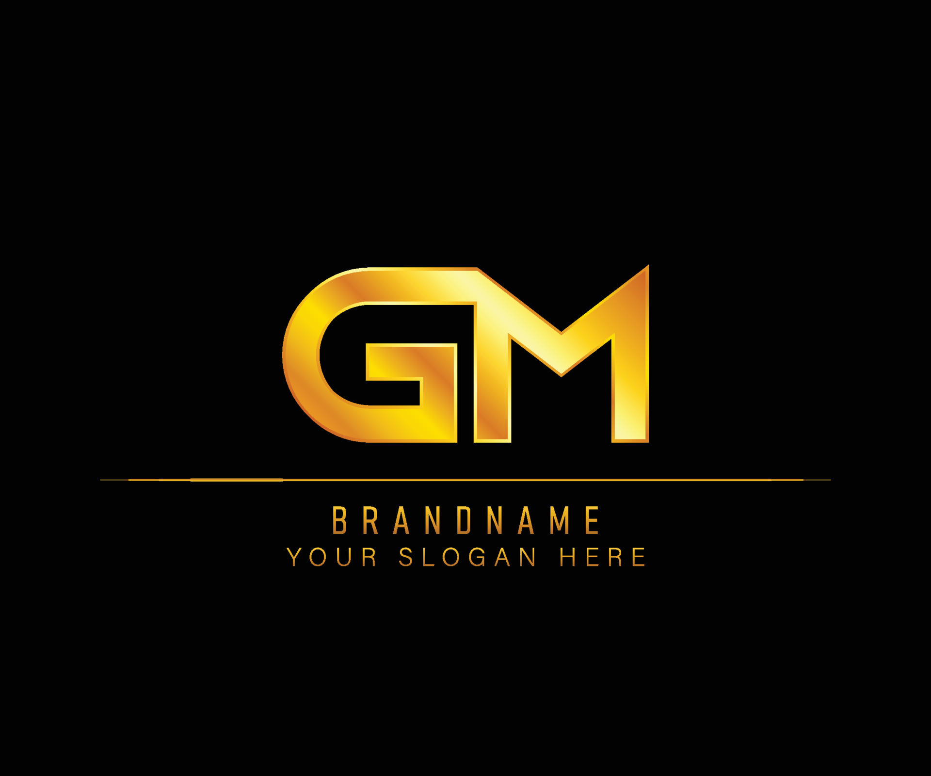 GM Letter gold logo template. Initial letter Luxury logo template