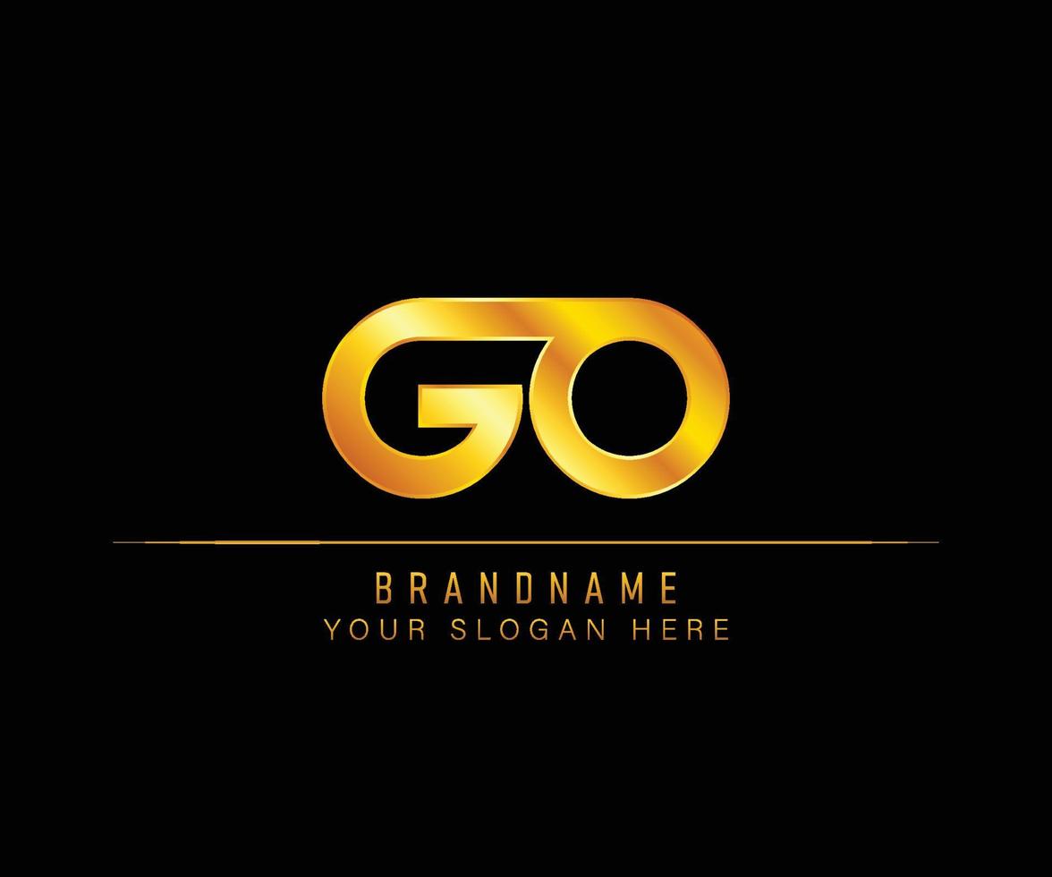 GO Letter gold logo template. Initial letter Luxury logo template. vector