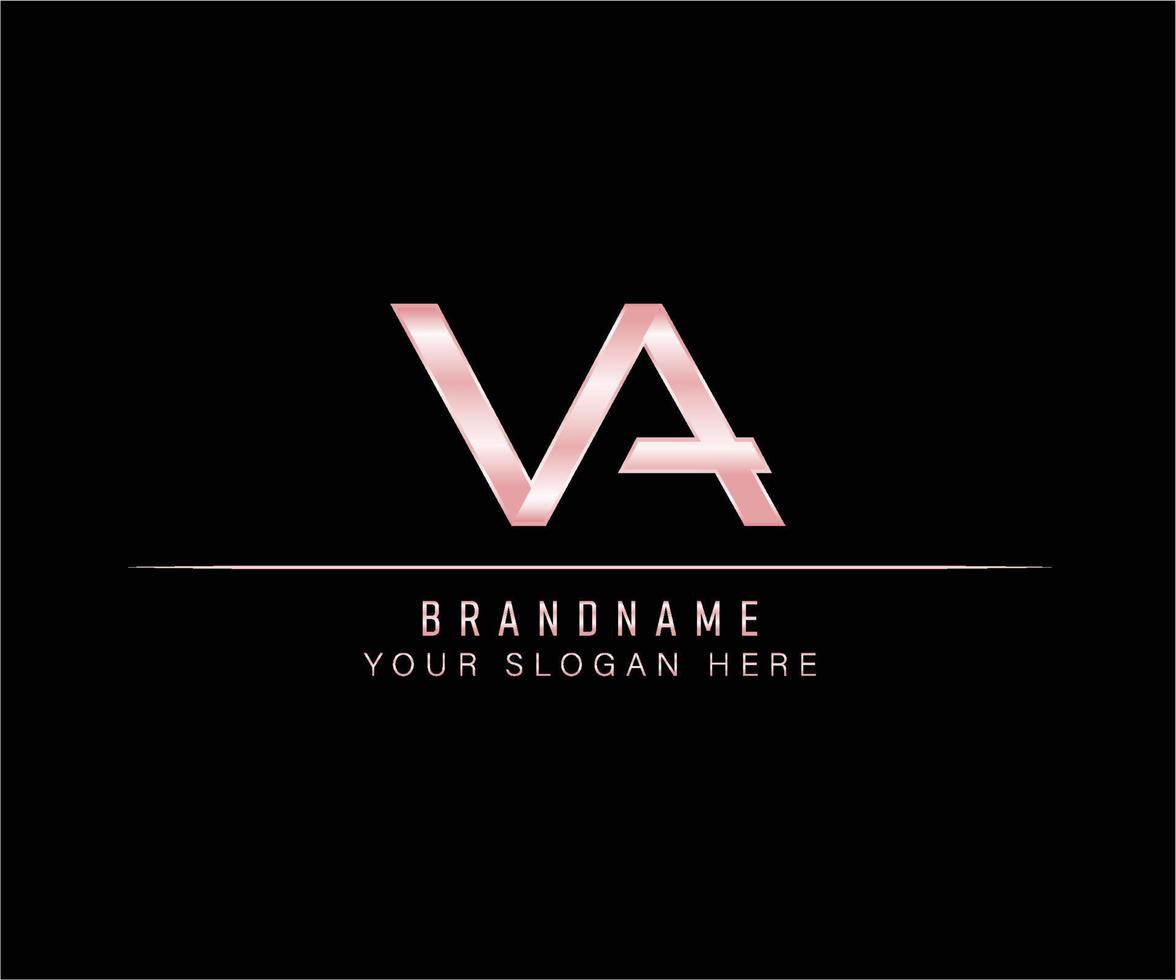 Initial Letter VA rose gold logo template. vector