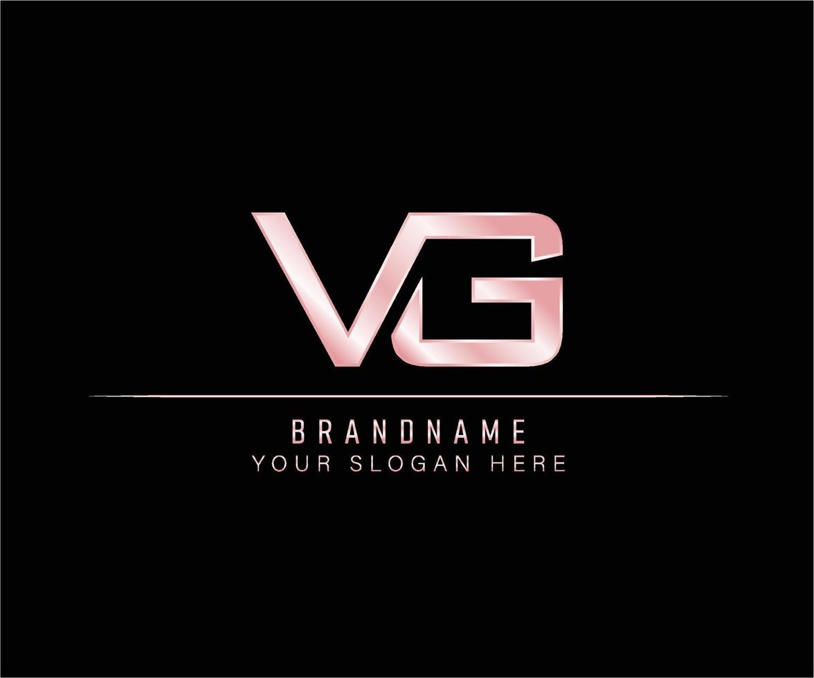 letra inicial vg plantilla de logotipo de oro rosa. vector