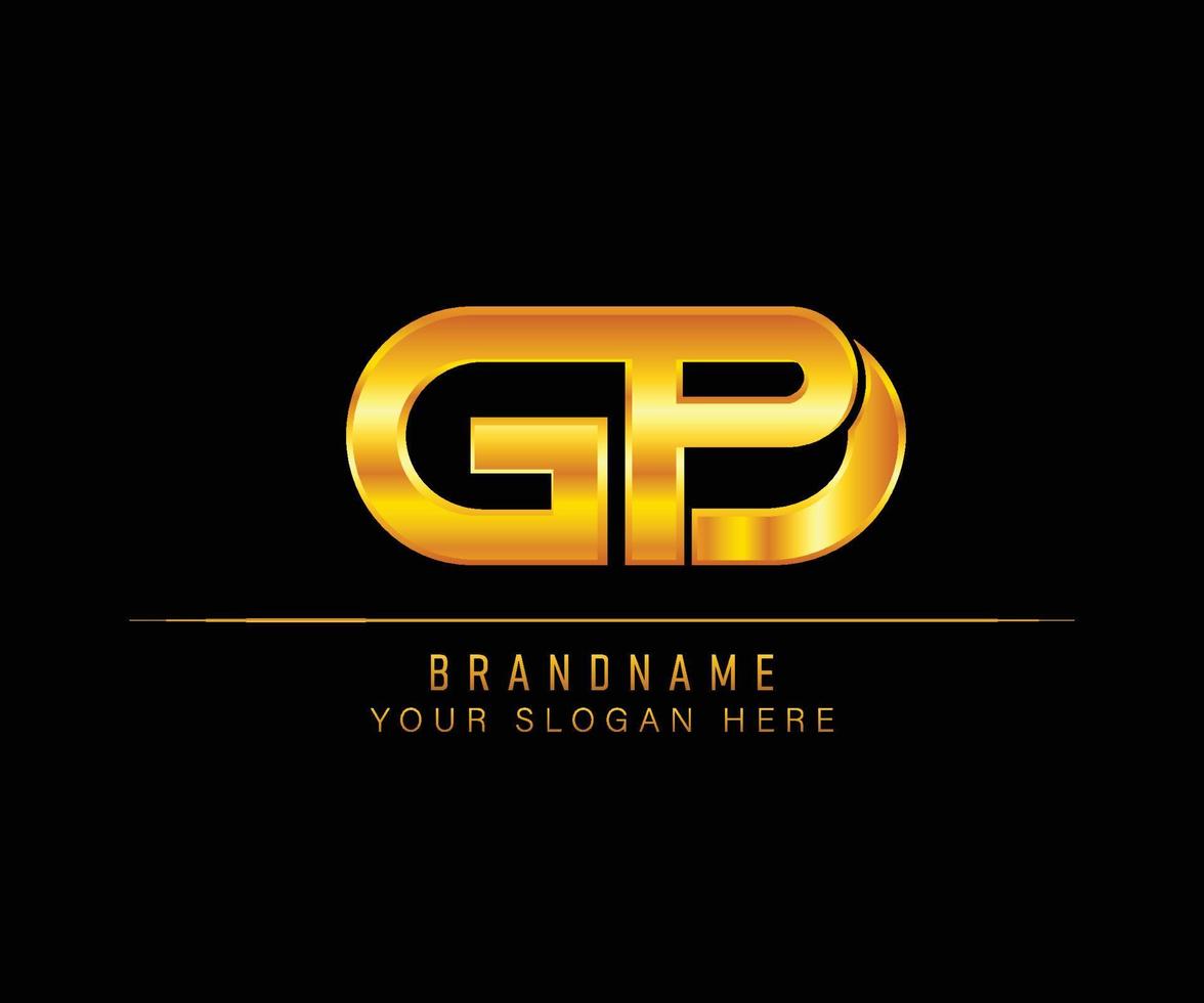 plantilla de logotipo de oro de letra gp. plantilla de logotipo de lujo con letra inicial. vector