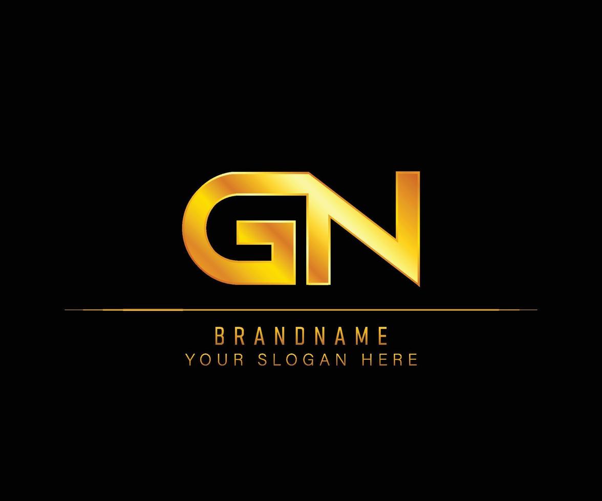 plantilla de logotipo de oro de letra gn. plantilla de logotipo de lujo con letra inicial. vector