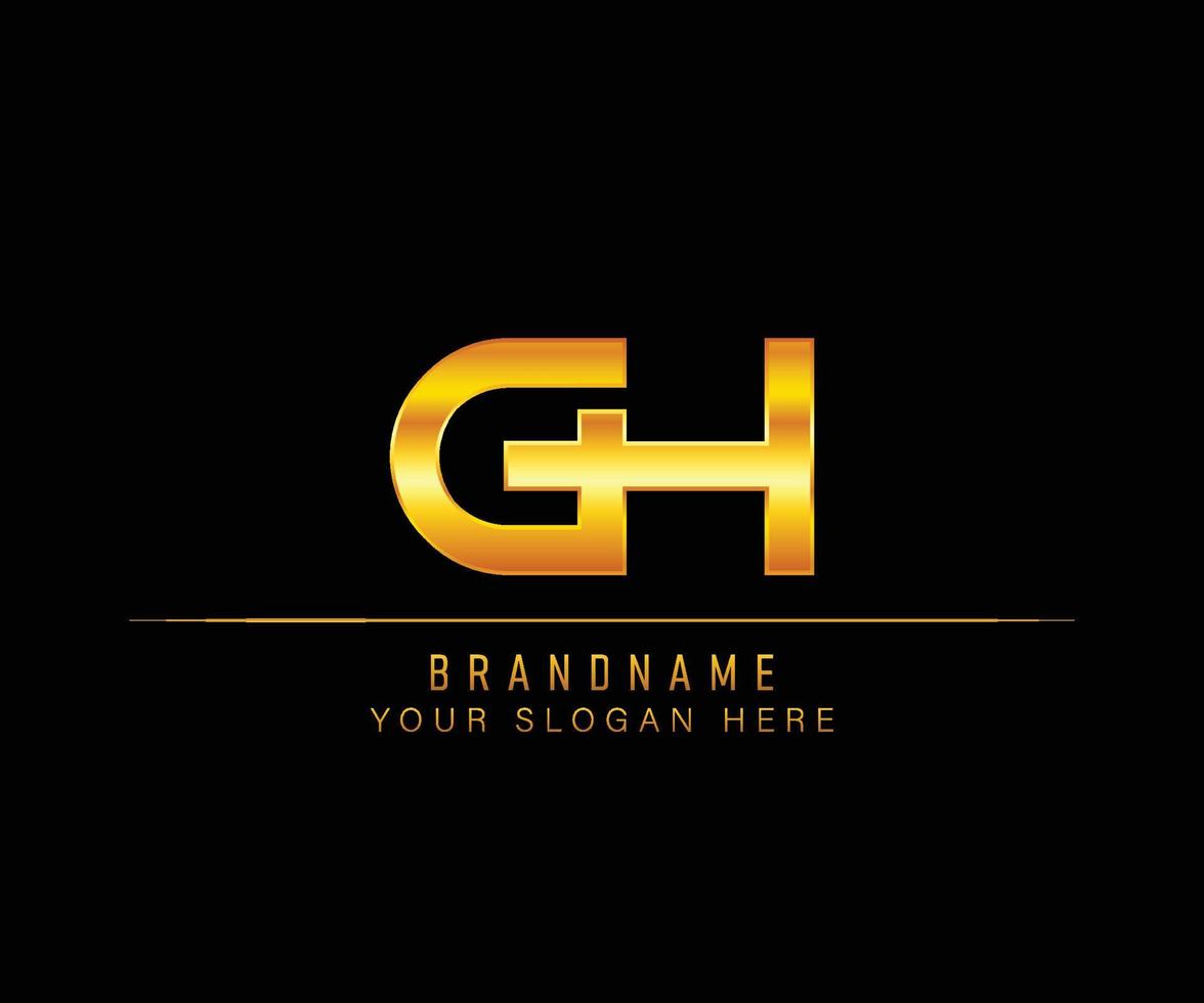 plantilla de logotipo de oro de letra gh. plantilla de logotipo de lujo con letra inicial. vector