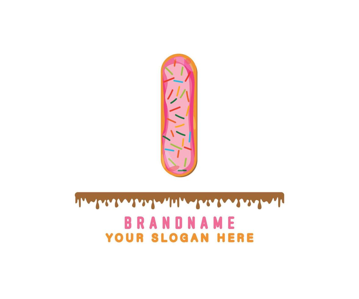 The pink pastel donut bread alphabet with the letter I is suitable for logos, titles and headers vector