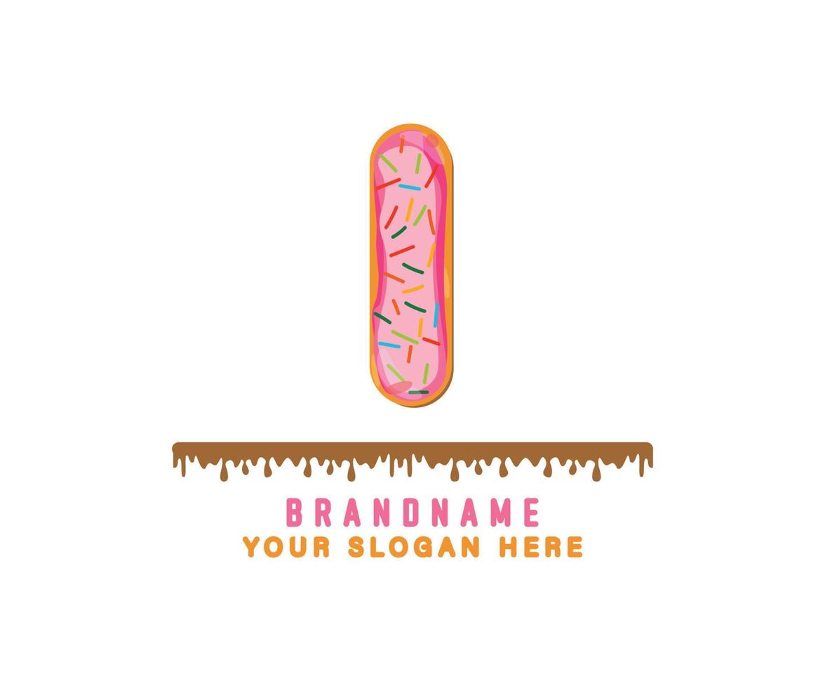 el alfabeto de pan de donut rosa pastel con la letra i es adecuado para logotipos, títulos y encabezados vector