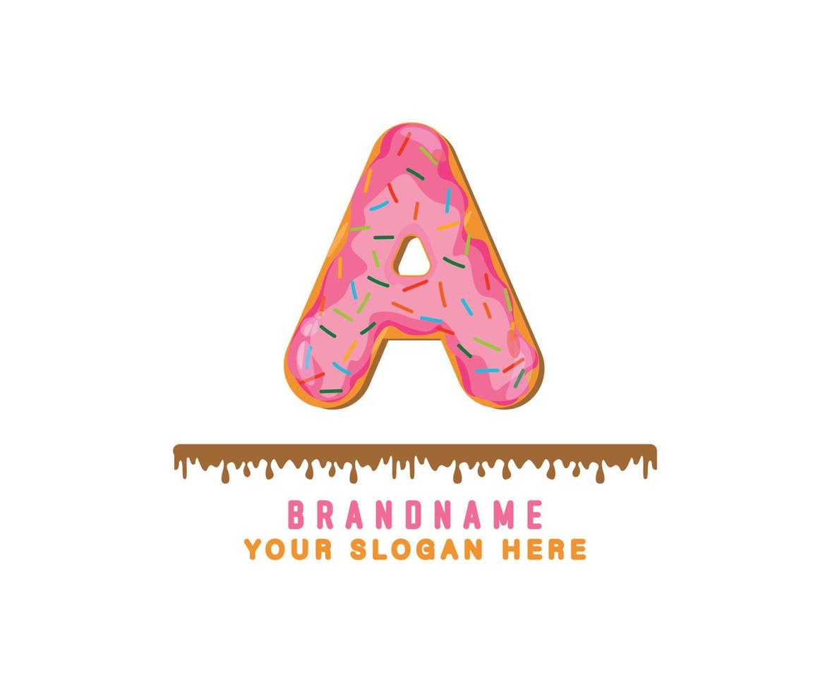 The pink pastel donut bread alphabet with the letter A is suitable for logos, titles and headers vector
