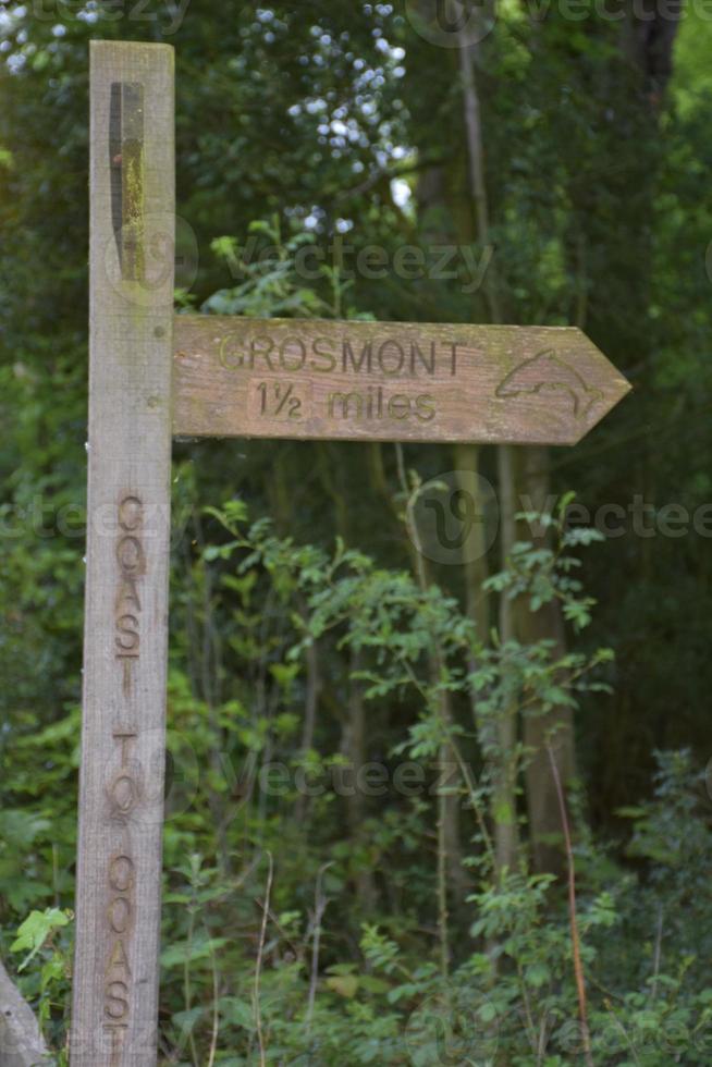 Wooden Coast to Coast Signpost Marking the Way to Grosmont photo