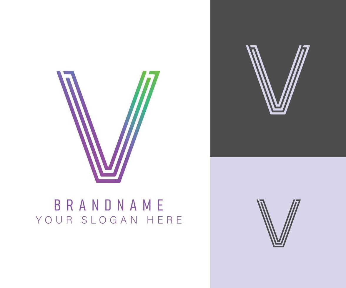 monogram logo alfabeto letra v con color neón, adecuado para logotipos, títulos y encabezados vector