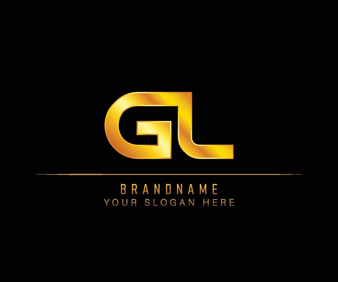 GL Letter gold logo template. Initial letter Luxury logo template. vector