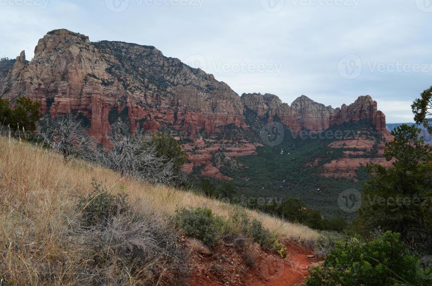 Trail Going Down a Hill into Sedona Rocks photo