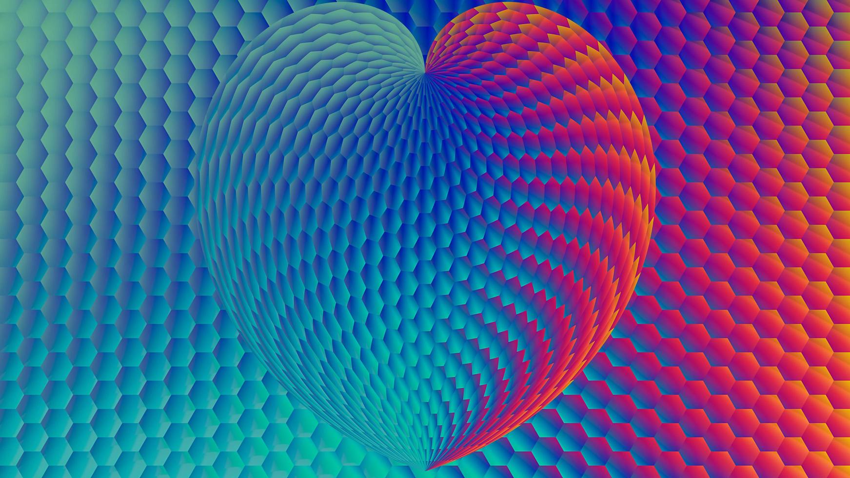Abstract background with a textural gradient blue red heart. photo