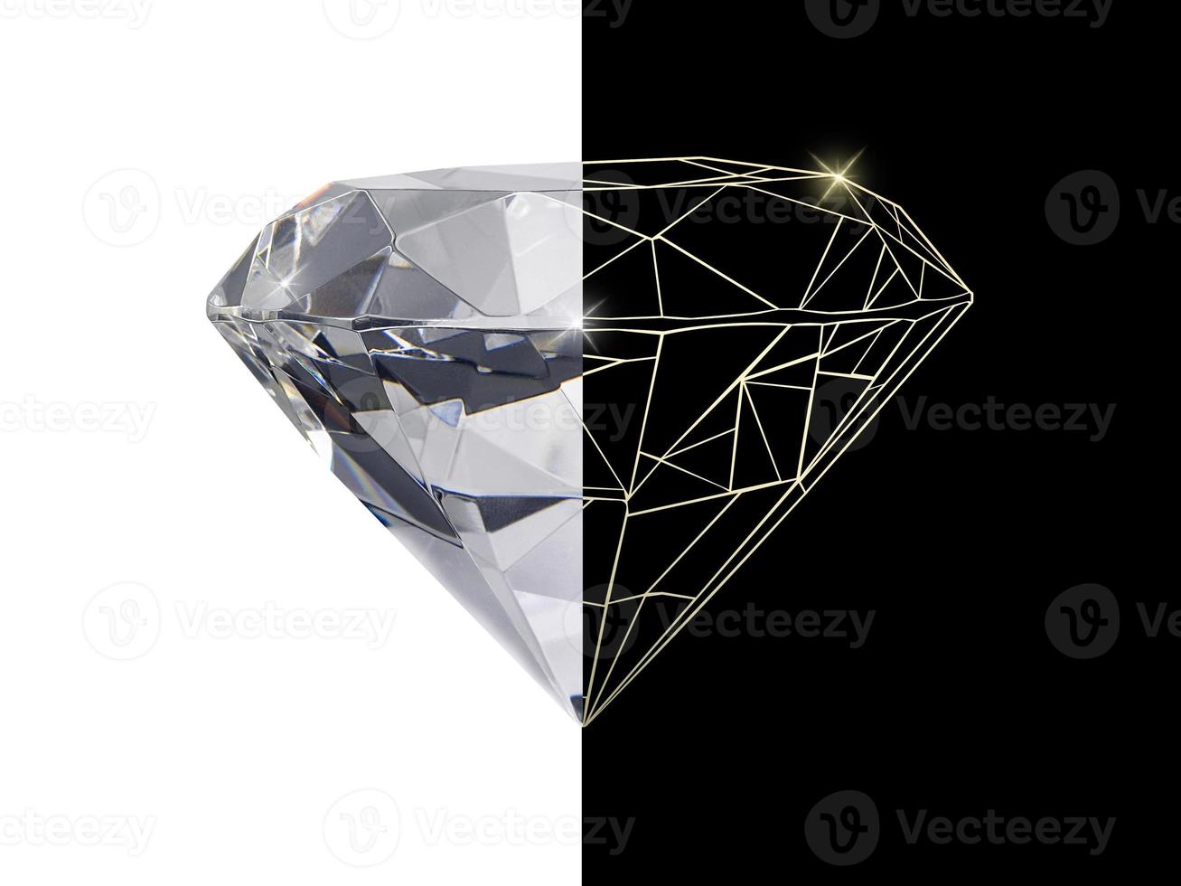 icono de línea dorada de diamante deslumbrante y diamante brillante foto