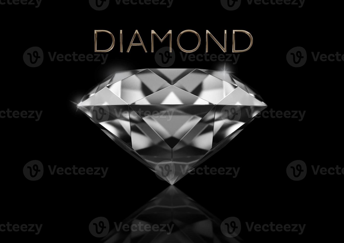 Dazzling diamond on black background photo