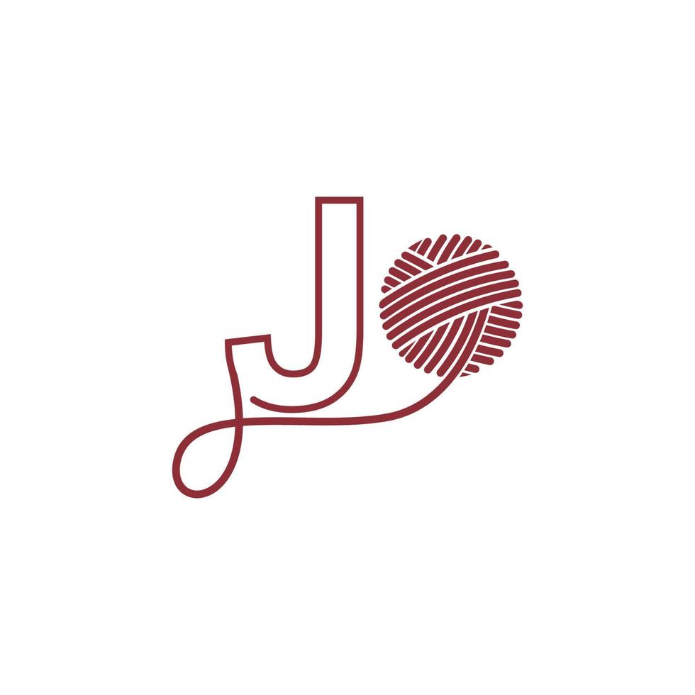 letra j y madeja de hilo icono diseño ilustración vector