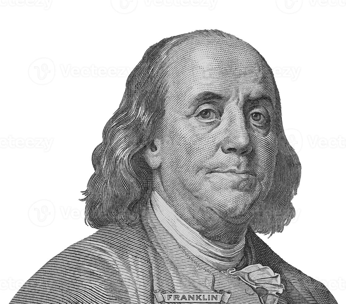 portrait of benjamin franklin on a white background photo