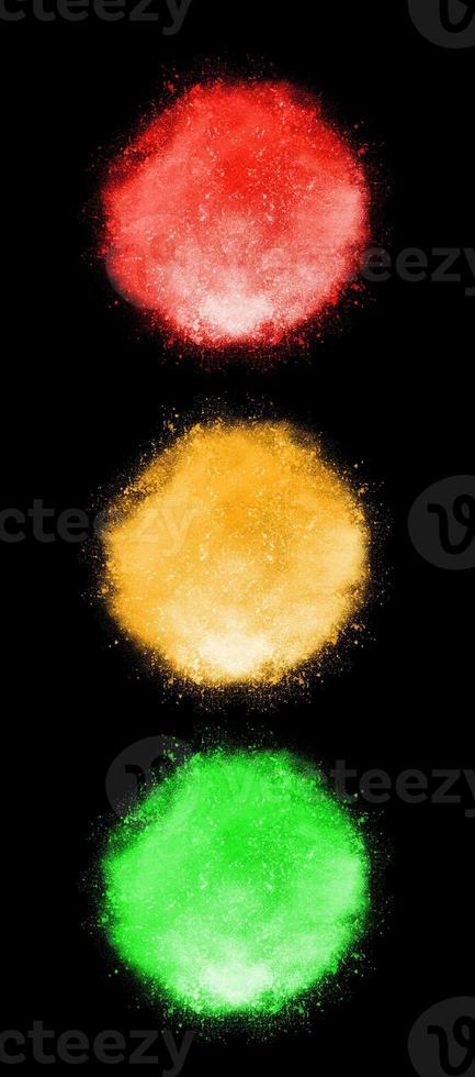 traffic lights on black background photo