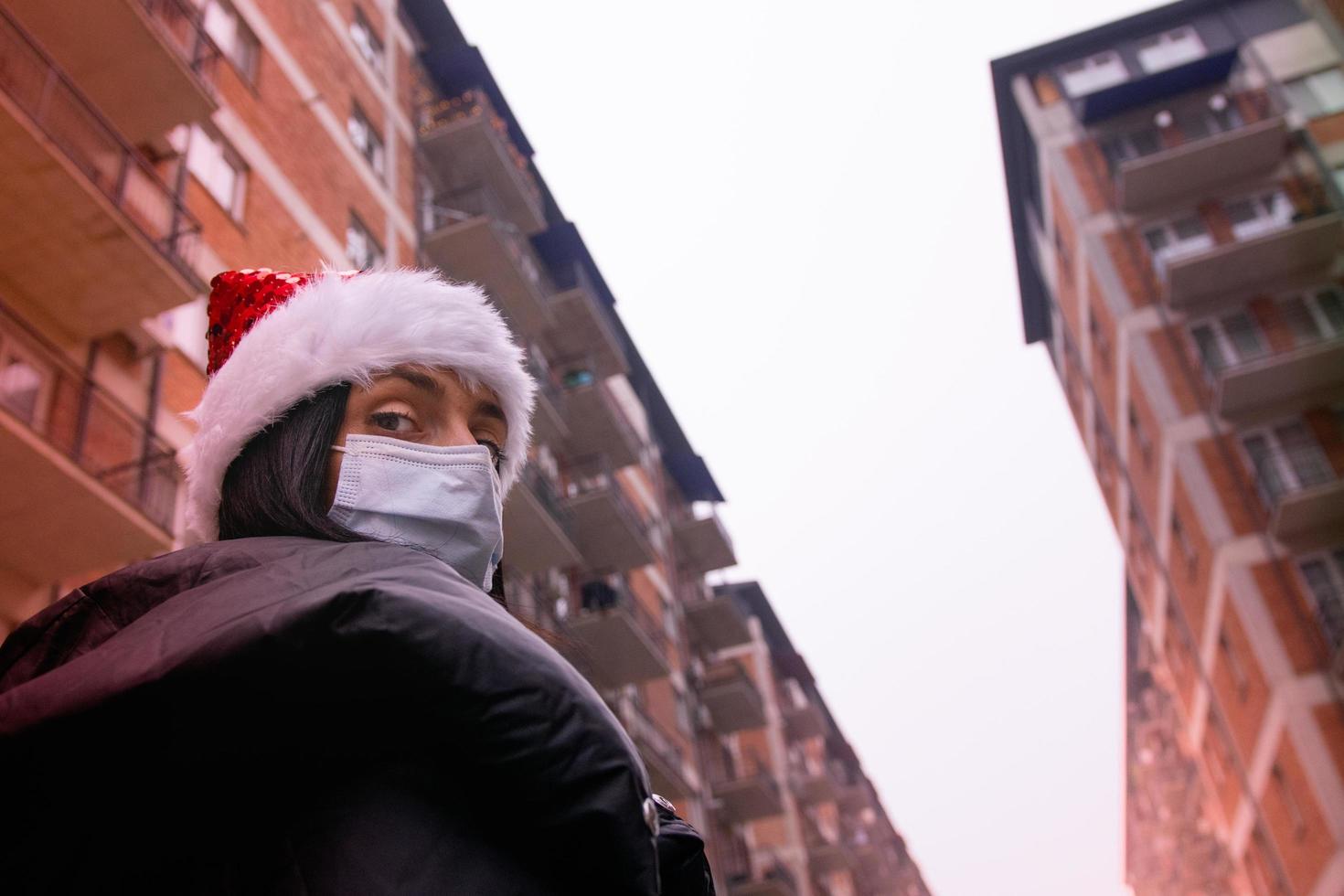 woman in street on xmas photo