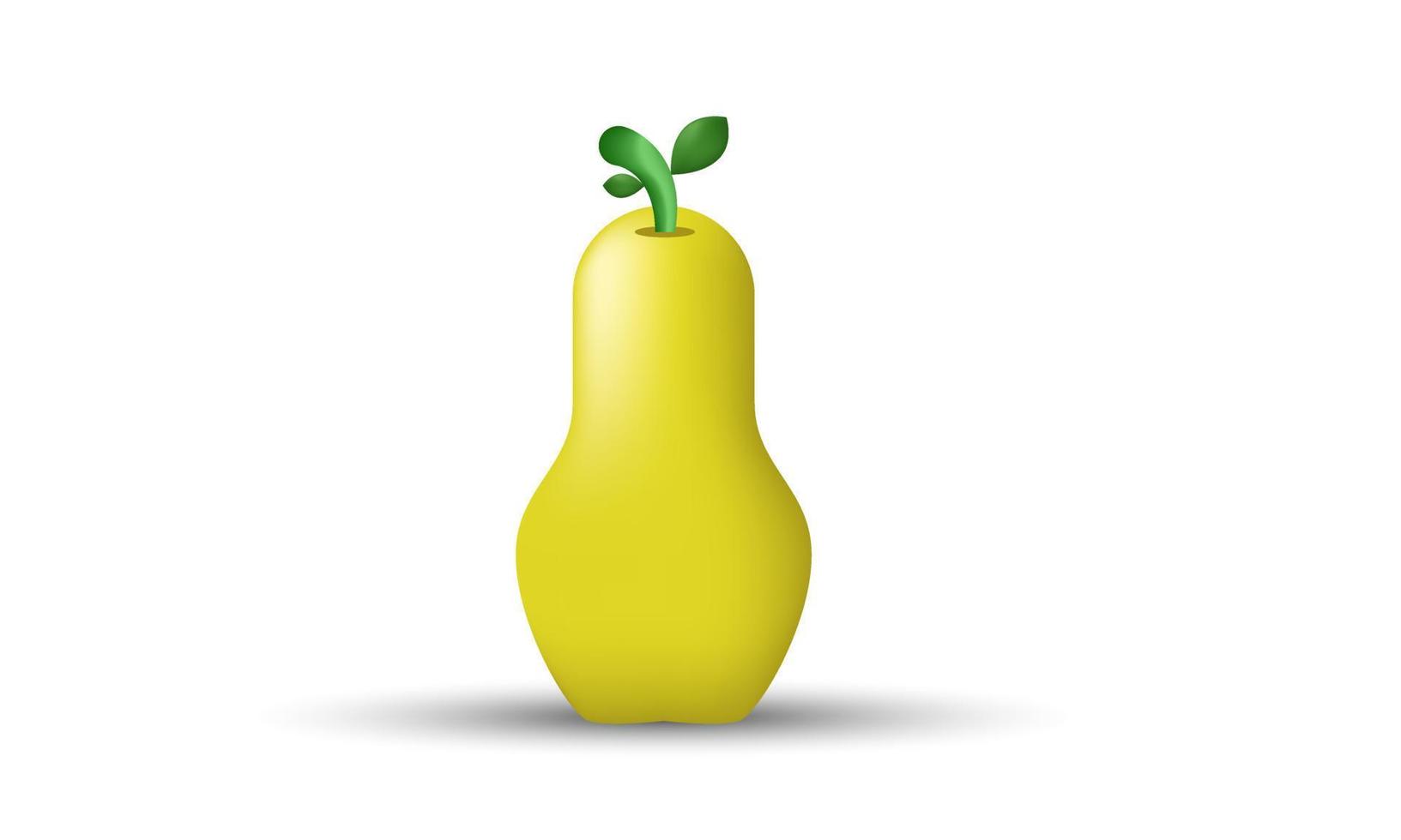 unique 3d yellow cute pear design icon isolated on vector