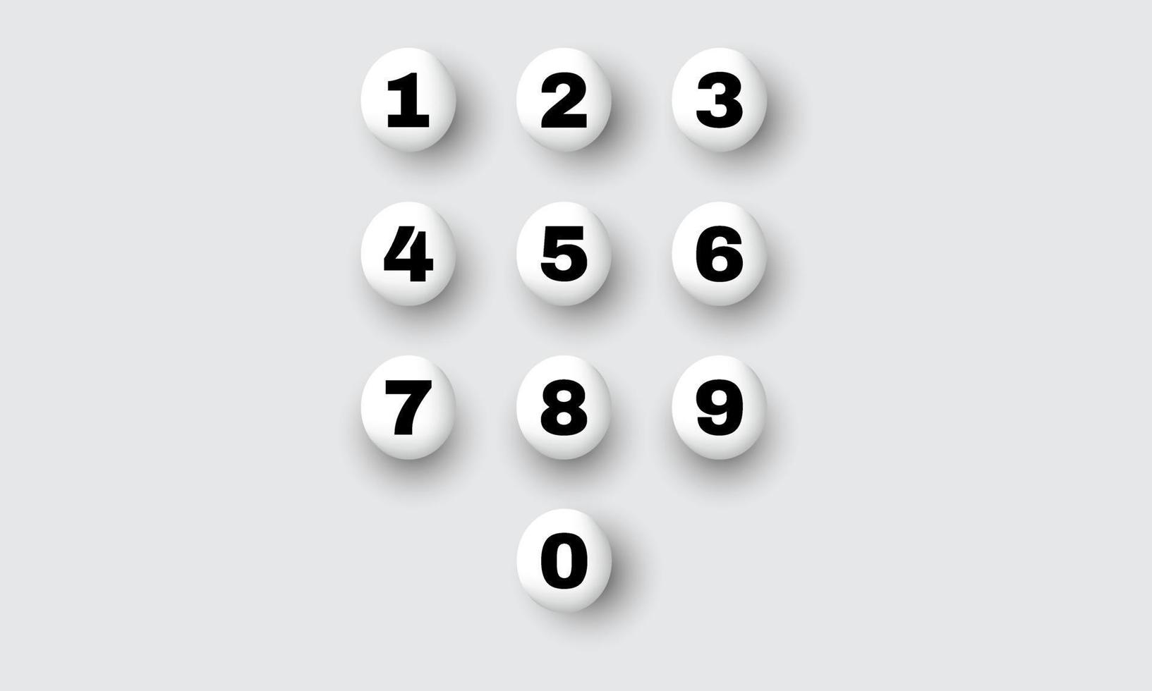 Conjunto de números 3d únicos 1 0 diseño aislado en vector