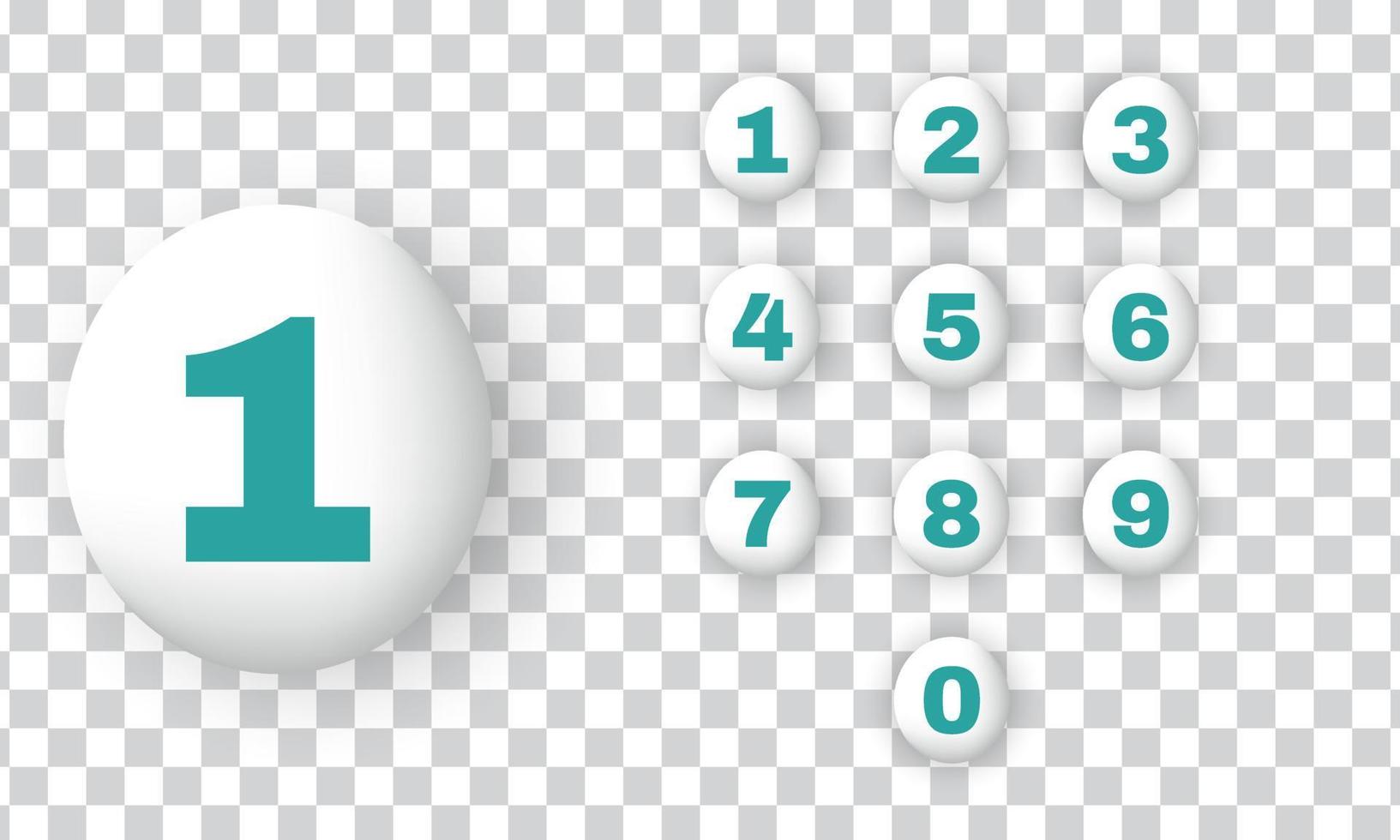 Conjunto único de números 3d 1 0 diseño vectorial aislado en vector