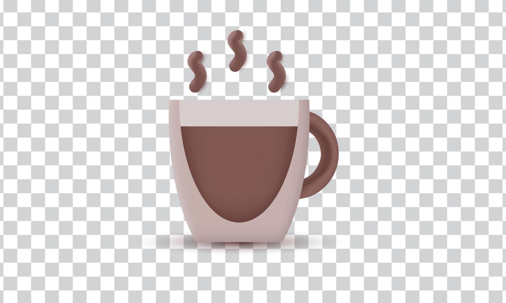 unique 3d brown glass coffee cute icon vector design isolated on