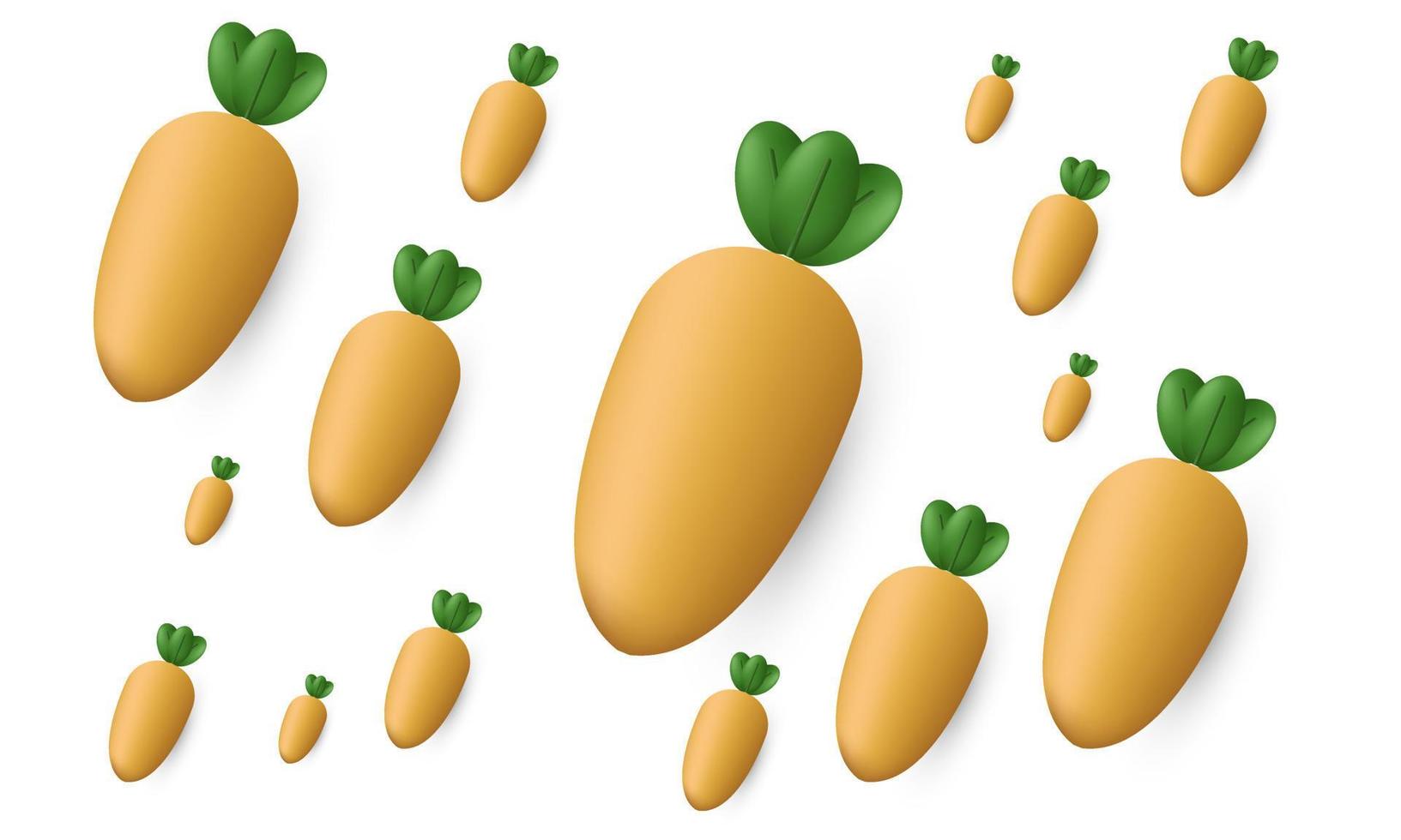 icono de vector de diseño de otoño de zanahoria 3d único aislado en