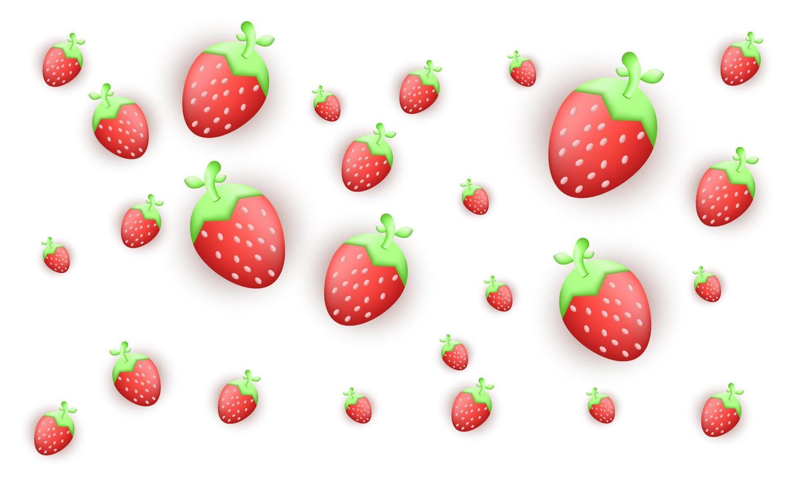 único rojo fresa 3d frutas verduras diseño icono aislado en vector